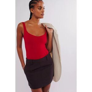 Intimately by Free People Clean Lines Bodysuit Size Medium Red Dahlia Stretch